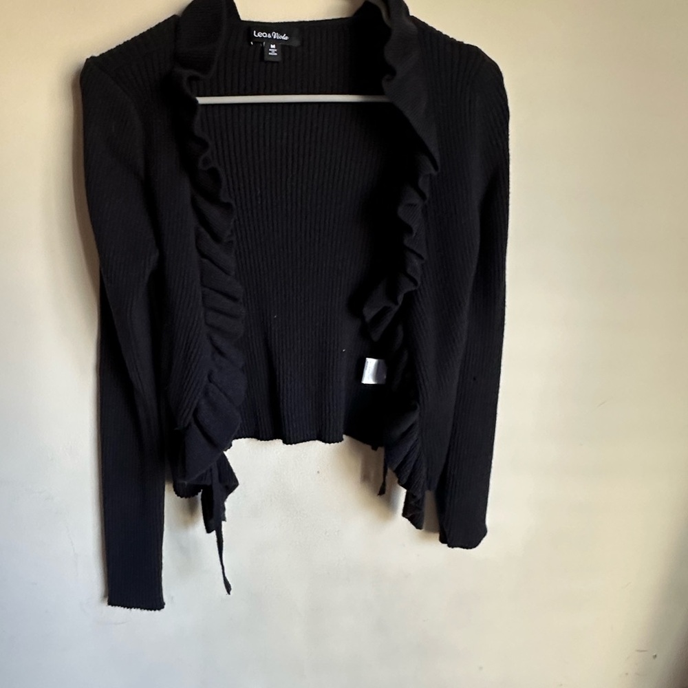 Lea & Viola Ribbed Black Cropped Sweater